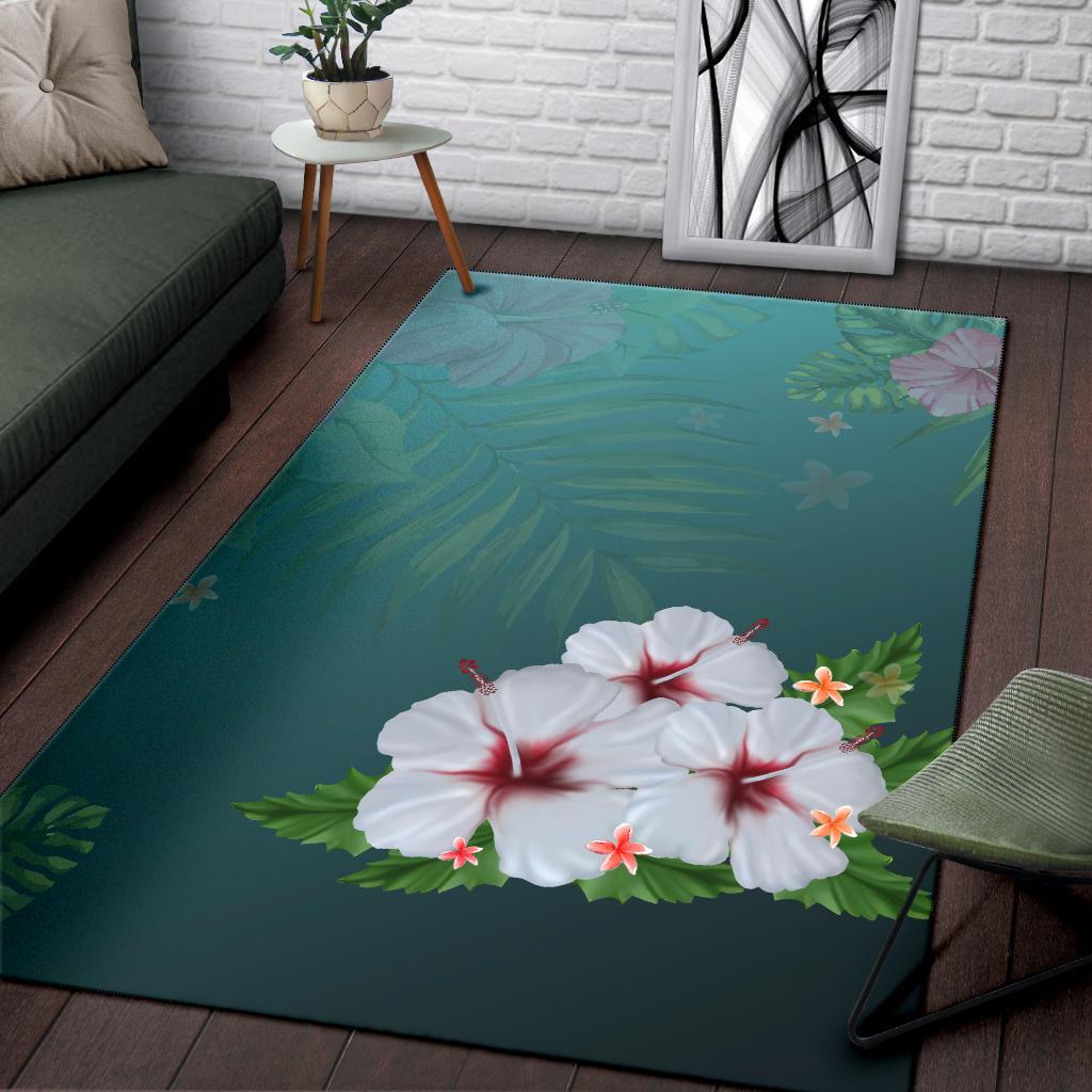 White Hibiscus Area Rug - Polynesian Pride