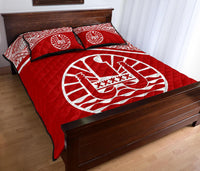 Tahiti Polynesian Quilt Bed Set - Tahiti Flag Red Curve Style - Polynesian Pride