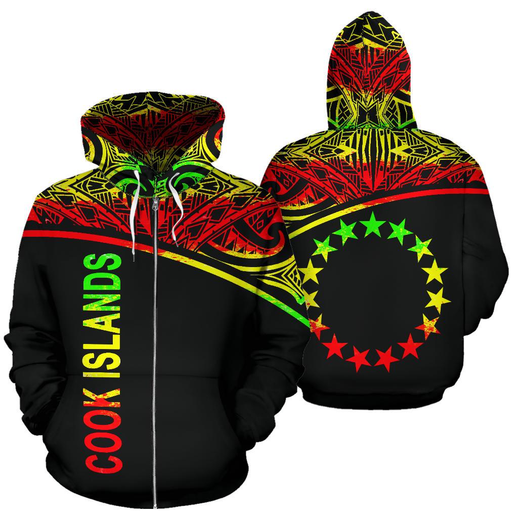 Cook Islands Polynesian Zip up Hoodie Curve Reggae Unisex Reggae - Polynesian Pride