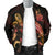 New Caledonia Polynesian Men's Bomber Jacket - Turtle With Blooming Hibiscus Gold - Polynesian Pride