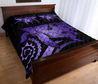 Hawaii Turtle Hibiscus Polynesian Vintage Quilt Bed Set - Purple - Polynesian Pride