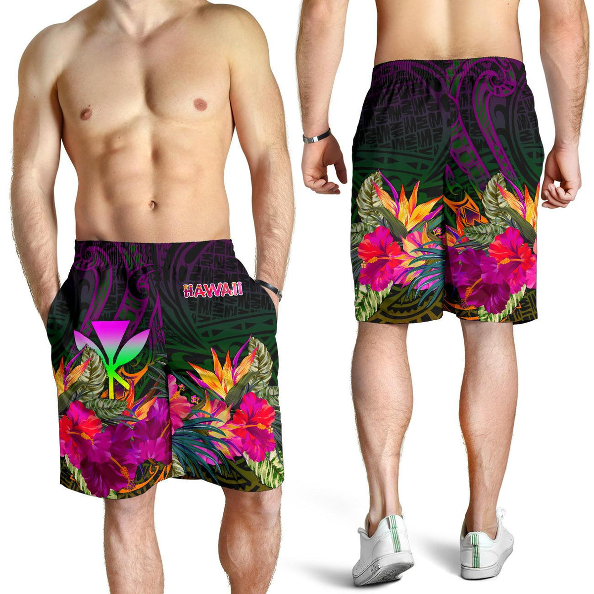Polynesian Hawaii Kanaka Maoli Men's Shorts - Summer Hibiscus - Polynesian Pride