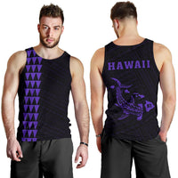 Hawaii Kakau Polynesian Hammerhead Shark Map Men's Tank Top - Purple Purple - Polynesian Pride