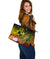 Tonga Large Leather Tote Bag - Humpback Whale with Tropical Flowers (Yellow) - Polynesian Pride