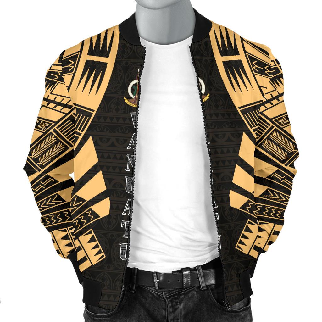 Vanuatu Men Bomber Jackets - Polynesian Tattoo Gold - Polynesian Pride