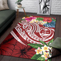 Guam Polynesian Area Rug - Summer Plumeria (Black) - Polynesian Pride