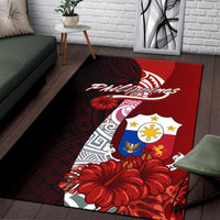 Philippines Polynesian Area Rug - Coat Of Arm With Hibiscus - Polynesian Pride