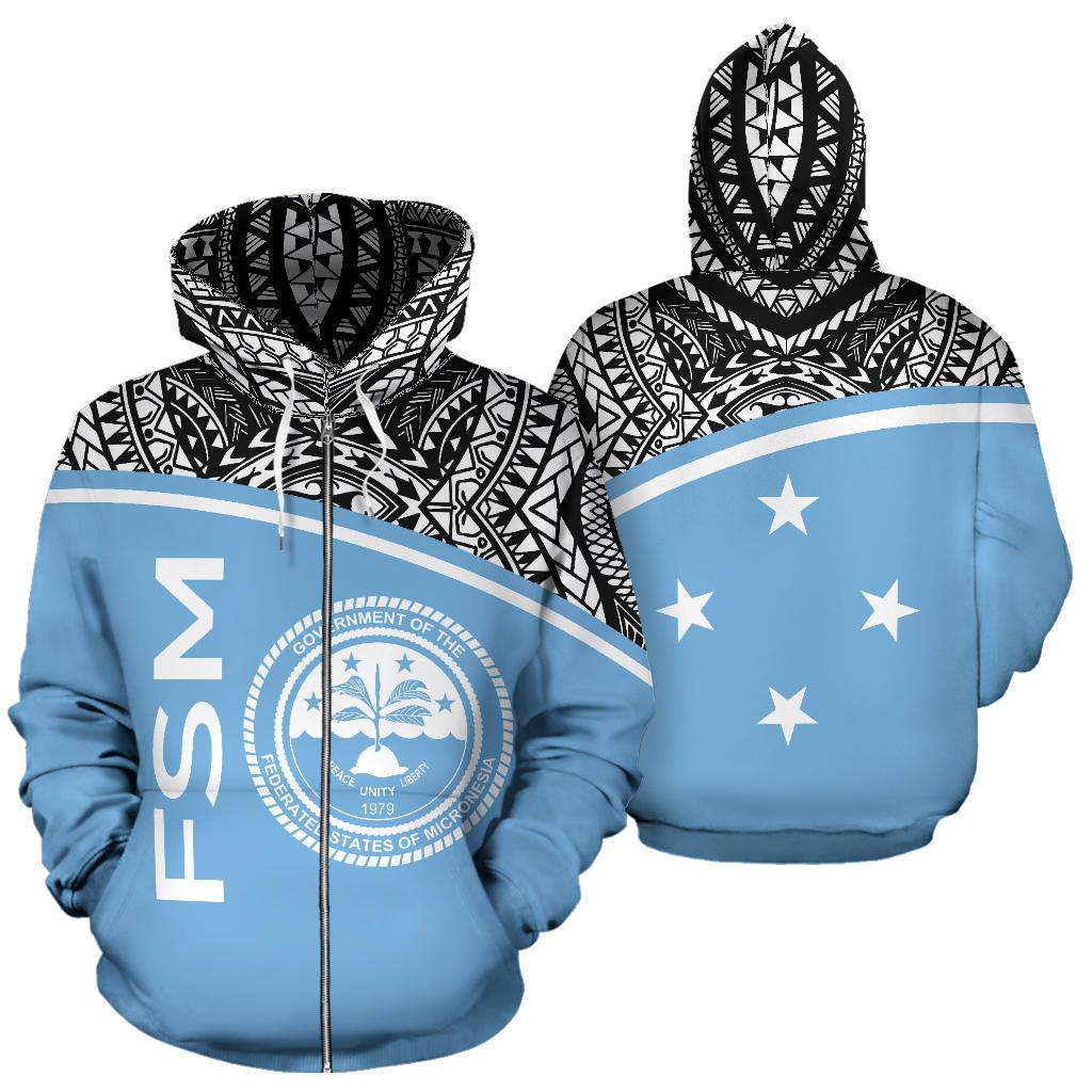 Federated States of Micronesia All Over Zip up Hoodie Unisex Blue - Polynesian Pride