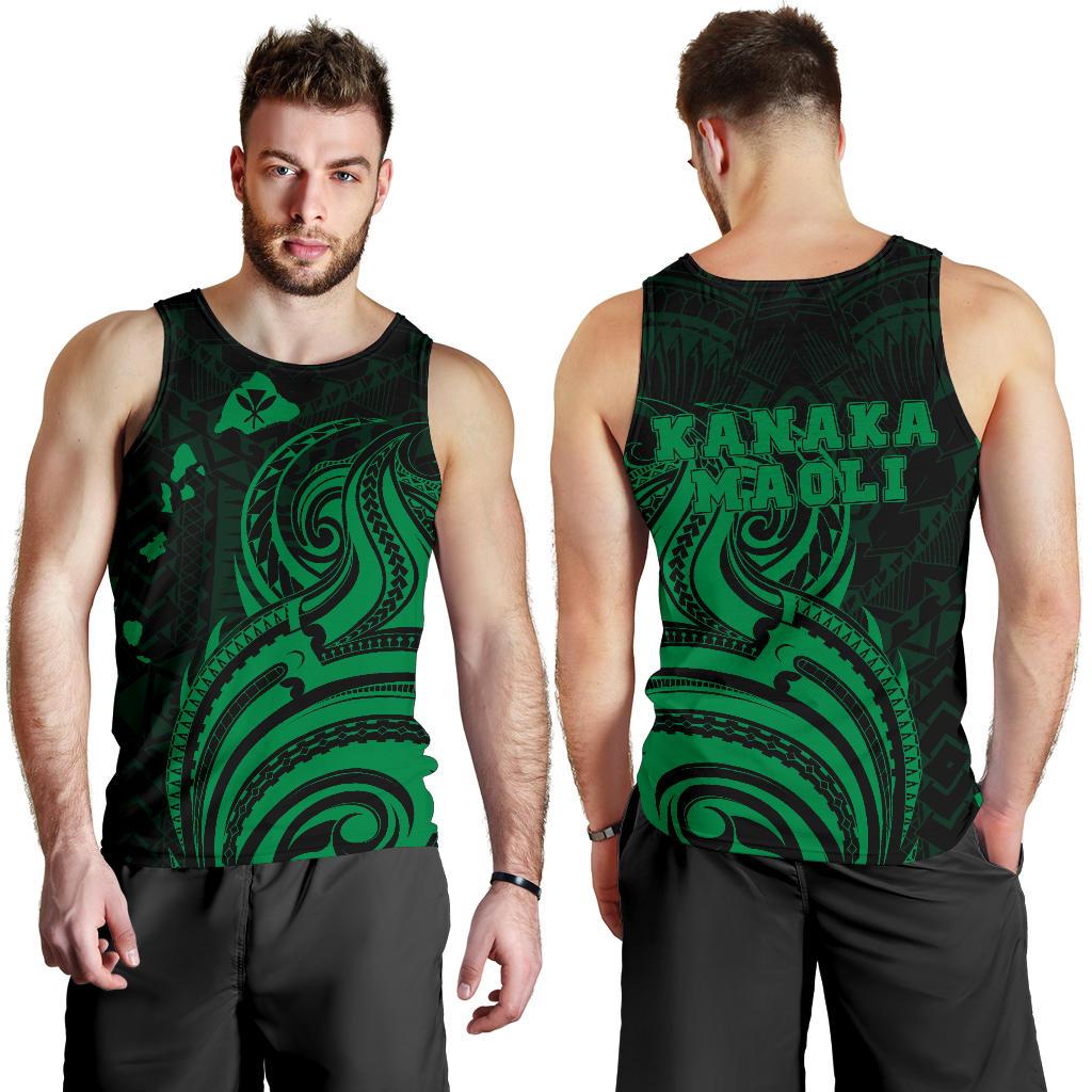 Kanaka Maoli Map Polynesian Tank Top Green Art - Polynesian Pride
