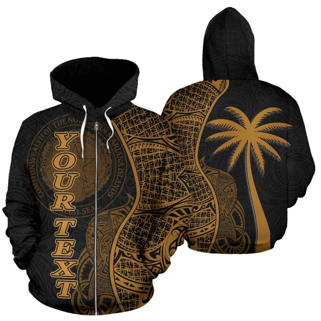 Northern Mariana Islands Polynesian Custom Zip up Hoodie Coconut Gold Unisex Gold - Polynesian Pride