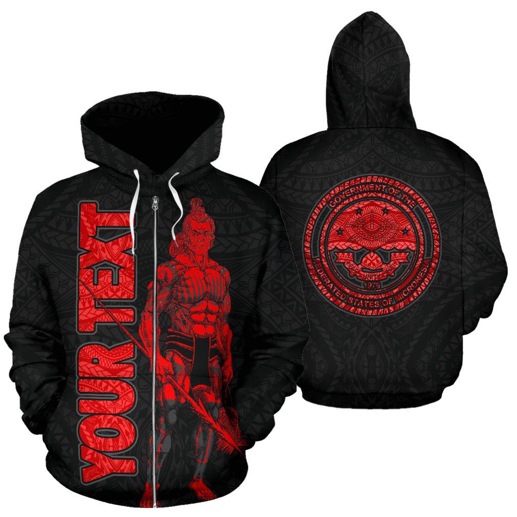 Federates States of Micronesia Custom Zip up Hoodie Micronesian Warrior Red Unisex Red - Polynesian Pride