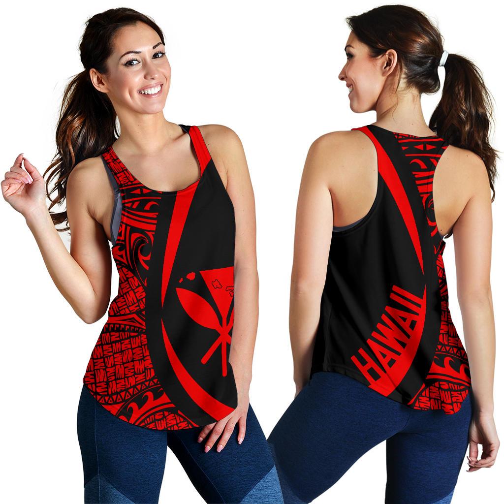 Kanaka Hawaii Map Red Polynesian Women's Racerback Tank Red - Polynesian Pride