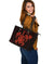 Hawaii Kakau Polynesian Turtle Map Large Leather Tote - Orange - Polynesian Pride