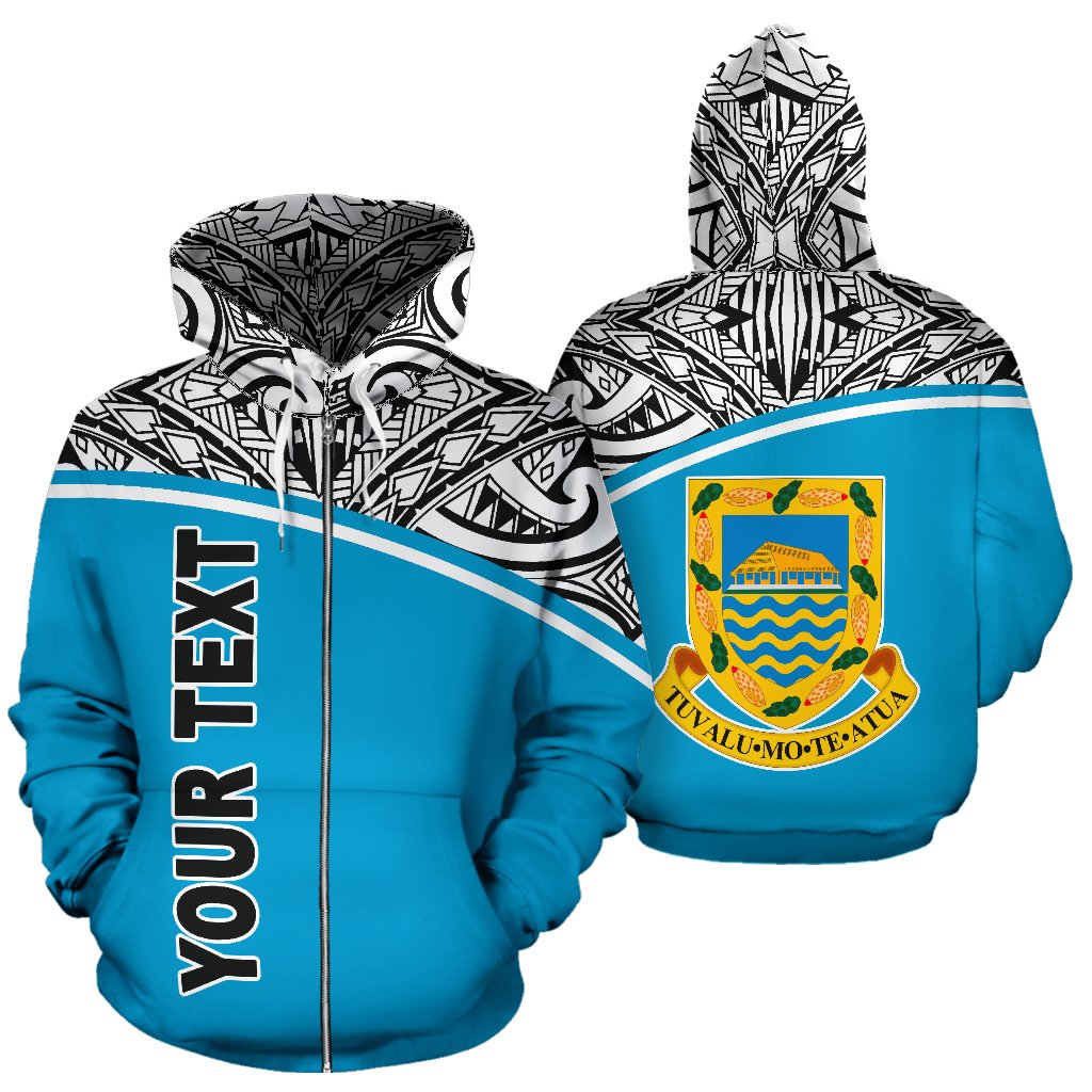 Tuvalu Polynesian Custom Zip up Hoodie Curve Blue Unisex Blue - Polynesian Pride