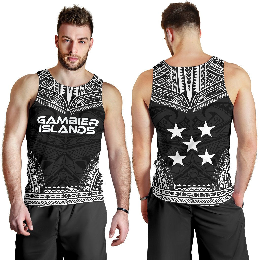 Gambier Islands Men's Tank Top - Polynesian Chief Black Version - Polynesian Pride
