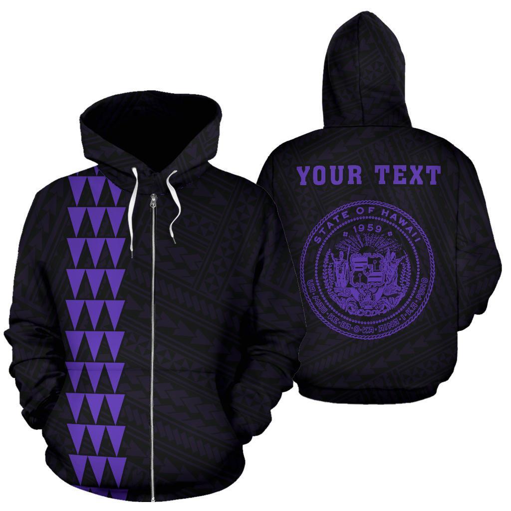 Polynesian Kakau Seal of Hawaii Custom Zip Hoodie Purple Unisex Purple - Polynesian Pride