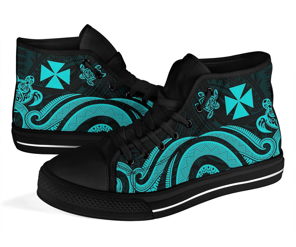 Wallis and Futuna High Top Canvas Shoes - Turquoise Tentacle Turtle - Polynesian Pride