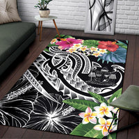 Fiji Polynesian Area Rug - Summer Plumeria (Black) - Polynesian Pride