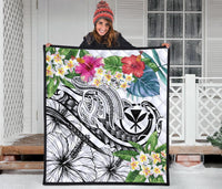 Polynesian Hawaii Kanaka Maoli Premium Quilt - Summer Plumeria (White) - Polynesian Pride