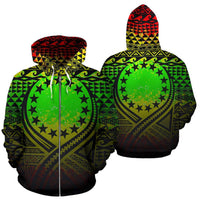 Cook Islands All Over Zip up Hoodie Lift up Reggae Unisex Reggae - Polynesian Pride