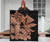 Hawaii Turtle Premium Quilt Polynesian Hibiscus Art Ver 2.0 Orange AH - Polynesian Pride