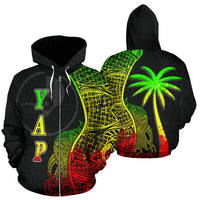 Yap Polynesian Zip up Hoodie Coconut Tree Reggae Unisex Reggae - Polynesian Pride