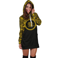 Papua New Guinea Women Hoodie Dress - Papua New Guinea Coat Of Arms Polynesian Gold Black - Polynesian Pride