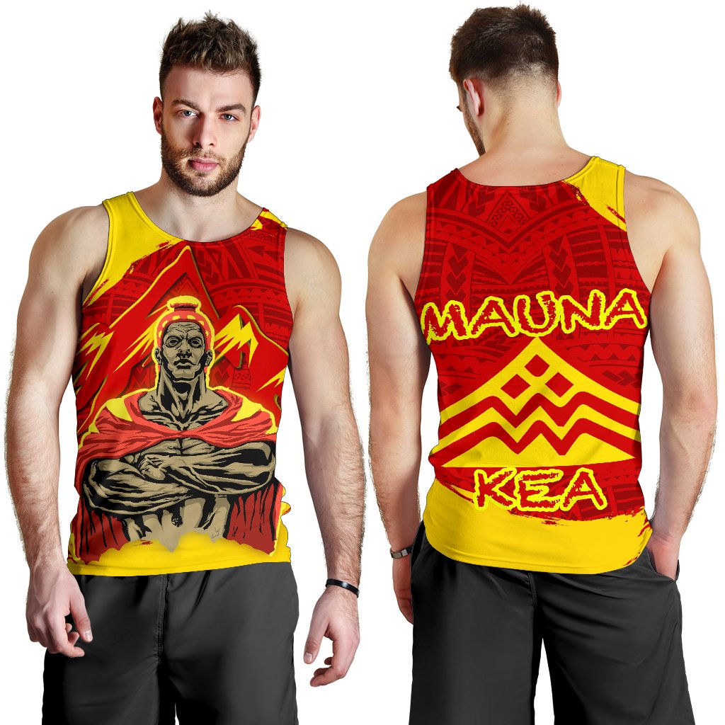Hawaii Mauna Kea King Polynesian Men's Tank Top Red - Polynesian Pride
