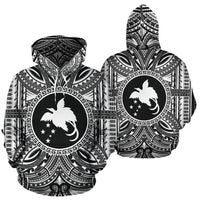 Papua New Guinea 1 ll Over Hoodie Papua New Guinea 1 Coat of rms Polynesian White Black - Polynesian Pride