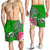 Polynesian Men's Shorts - Turtle Plumeria Green Color - Polynesian Pride