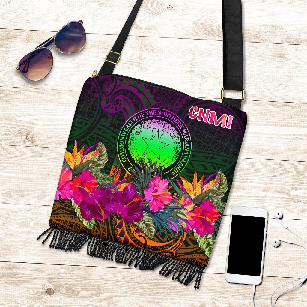 Northern Mariana Islands Polynesian Crossbody Boho Handbag - Summer Hibiscus One Style One Size Reggae - Polynesian Pride
