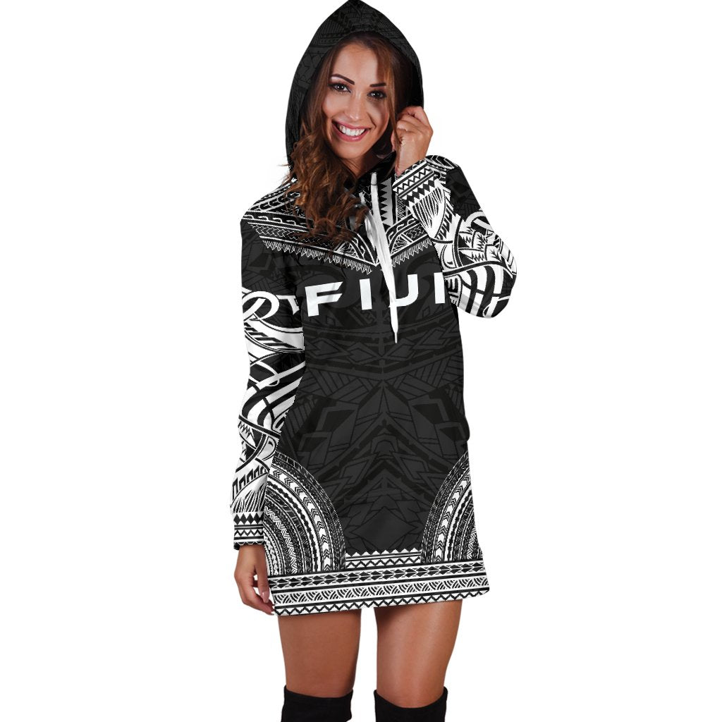 Fiji Women's Hoodie Dress - Polynesian Black Chief - Polynesian Pride