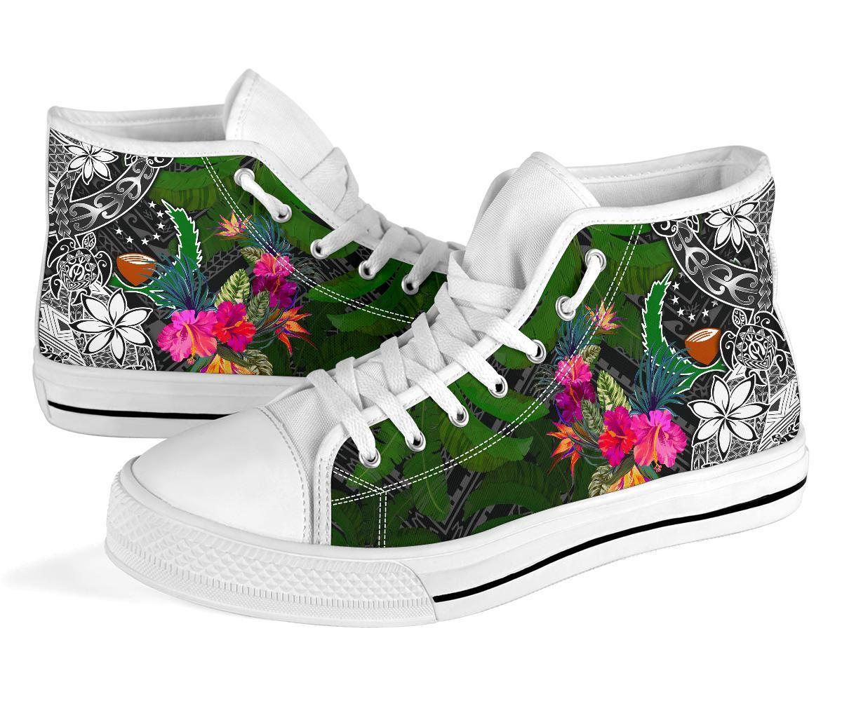 Pohnpei High Top Shoes - Turtle Plumeria Banana Leaf - Polynesian Pride