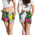 New Caledonia Women's Short White - Turtle Plumeria Banana Leaf - Polynesian Pride