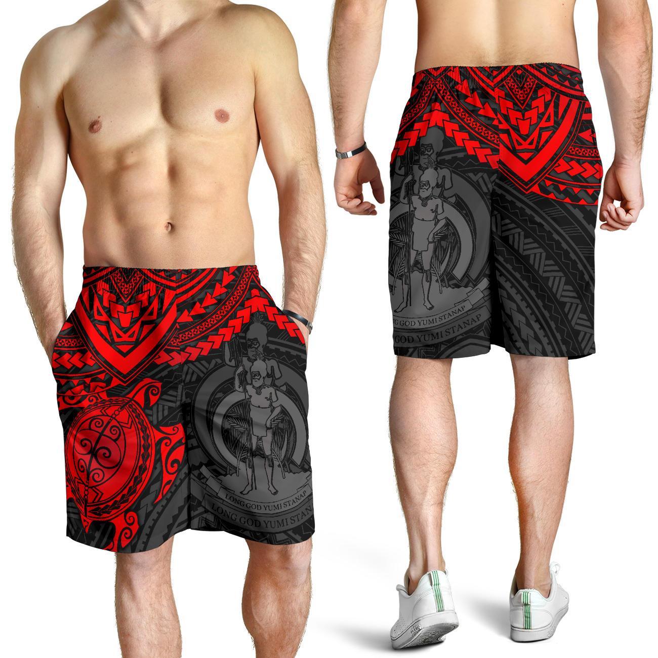 Vanuatu Polynesian Shorts (Men) - Red Turtle RED - Polynesian Pride