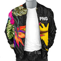 Papua New Guinea Men's Bomber Jacket - Hibiscus Polynesian Pattern - Polynesian Pride