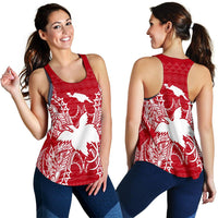 Papua New Guinea Polynesian Women Tank Top Map Red White - Polynesian Pride