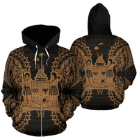 Fiji Polynesian All Over Zip up Hoodie Map Gold Unisex Gold - Polynesian Pride