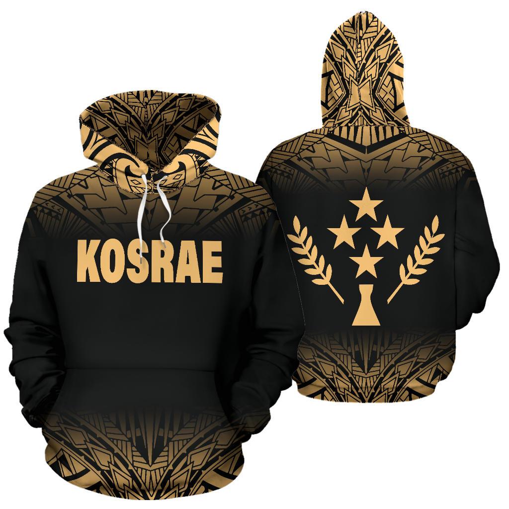 Kosrae All Over Hoodie Gold Fog Style Unisex Black And Gold - Polynesian Pride