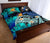 Kanaka Maoli (Hawaiian) Quilt Bed Set, Polynesian Pineapple Banana Leaves Turtle Tattoo Blue - Polynesian Pride