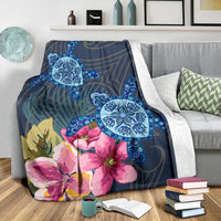 Hawaii Turtle Hibiscus Premium Blanket - LH Style - Polynesian Pride