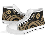 Wallis and Futuna High Top Canvas Shoes - Gold Tentacle Turtle - Polynesian Pride