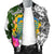 Tuvalu Men's Bomber Jacket White - Turtle Plumeria Banana Leaf - Polynesian Pride