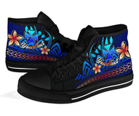 Wallis and Futuna Custom Personalised High Top Shoes Blue - Vintage Tribal Mountain - Polynesian Pride