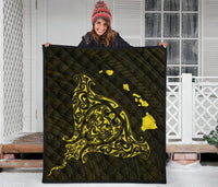 Rays Hawaii Map Polynesian Premium Quilt - Yellow - Polynesian Pride
