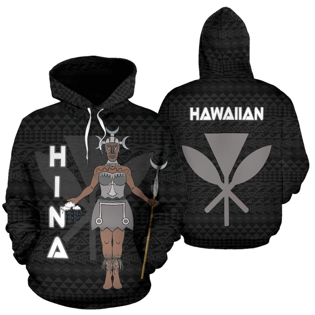 Polynesian Hawaii Hoodie Hina Hawaiian God of the Myths nd Legends Unisex Black - Polynesian Pride