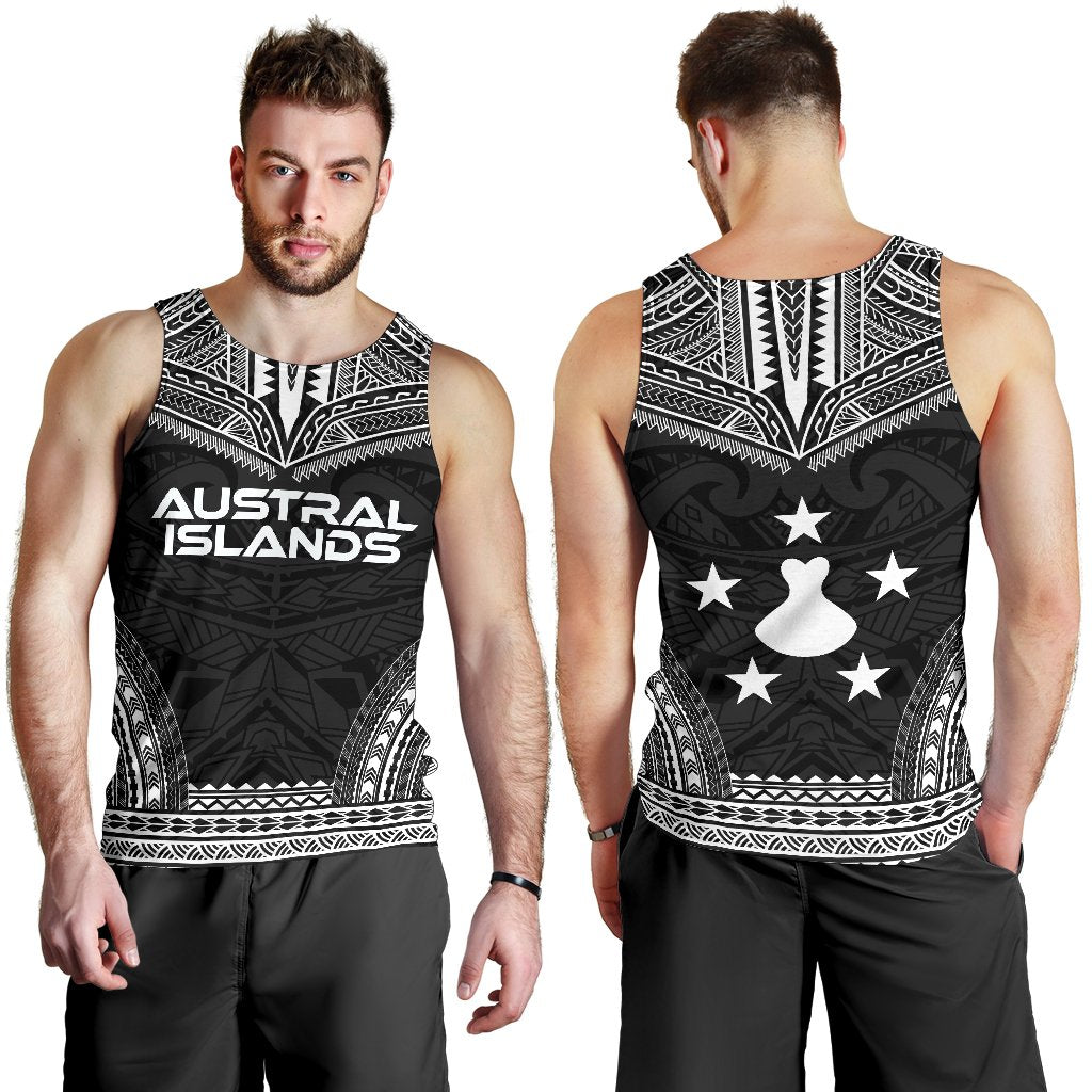 Austral Islands Men's Tank Top - Polynesian Chief Black Version - Polynesian Pride