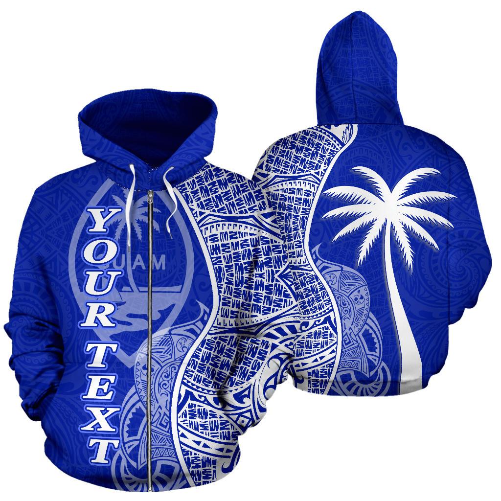 Guam Polynesian Custom Zip up Hoodie Coconut Blue Unisex Blue - Polynesian Pride