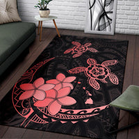 Hawaii Polynesian Turtle Plumeria Rug - Pog Style Red - Polynesian Pride
