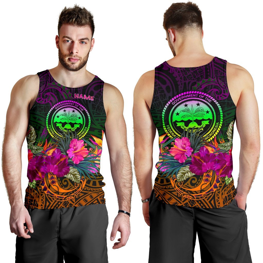 Federated States of Micronesia Personalised Men's Tank Top - Summer Hibiscus - Polynesian Pride